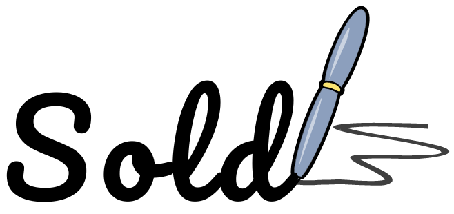 "Sold" Logo with pen Graphic of a "sold" logo with pen