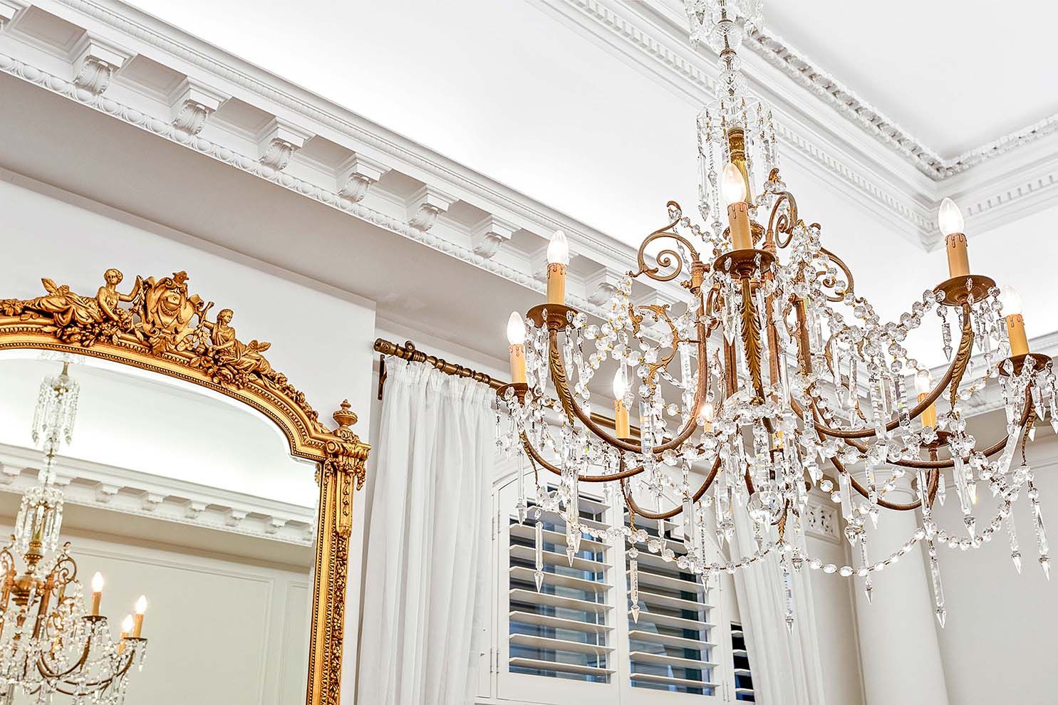 Image of a Prestigious family home with golden chandelier
